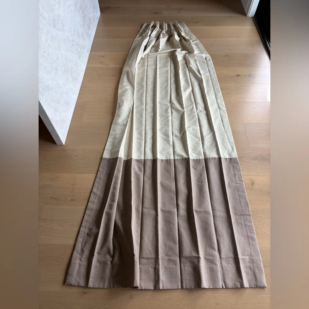 Thomasville Two-Tone Upholstery Fabric Drapes, 98”x18.5”, SET OF 2, LIKE NEW